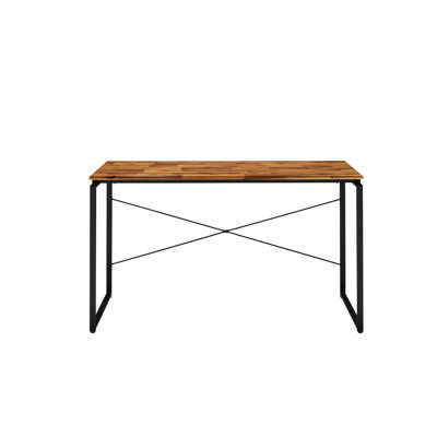 Bureau de style industriel avec surface en bois massif, base en métal, couleur noir et chêne, ensemble de bibliothèque, l 47,71 po de largeur, 21,66 po de profondeur, 28,01 po de hauteur, 25,99 lb.
