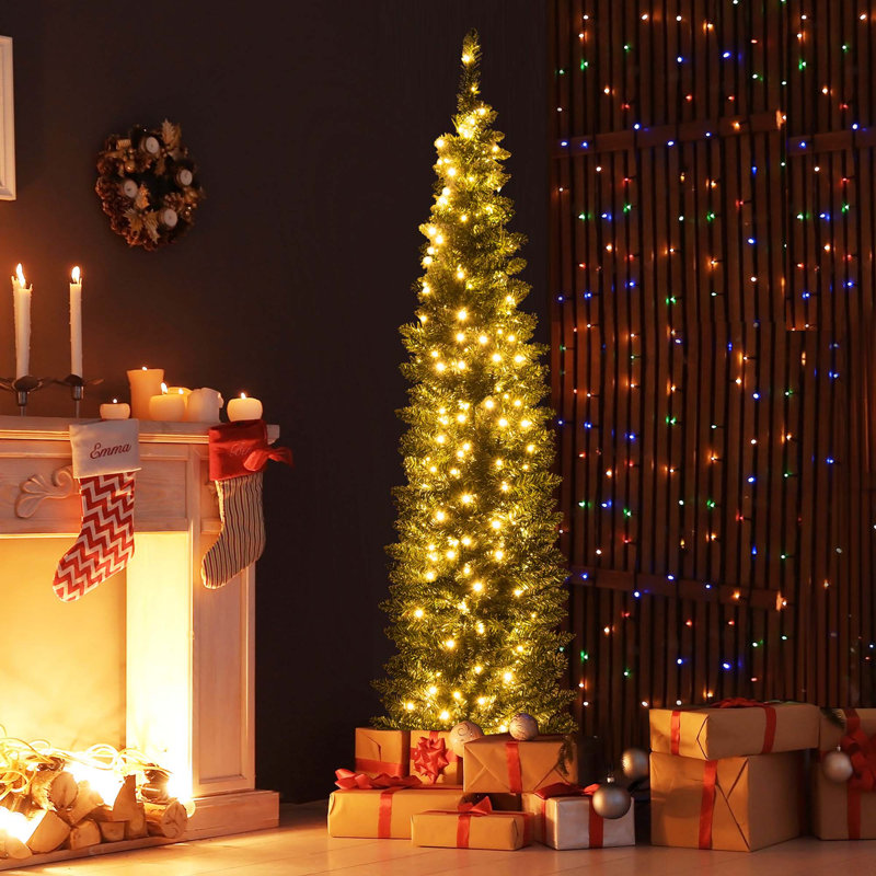Arbre de Noël artificiel éclairé, H 7 pi