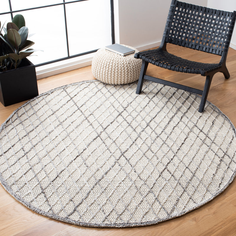Gilliland Hand Tufted Performance Geometric Rug, Round 6'
