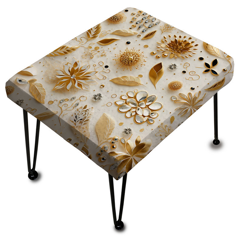 White And Gold Glam Marble Pattern - Marble Rectangle Ottoman