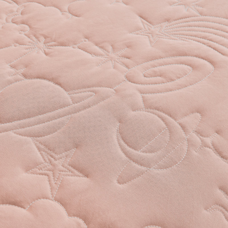 Ensemble de courtepointe unie avec étoile avec motifs brodés éclatants, Grand renoncement + 1 taie décorative standard