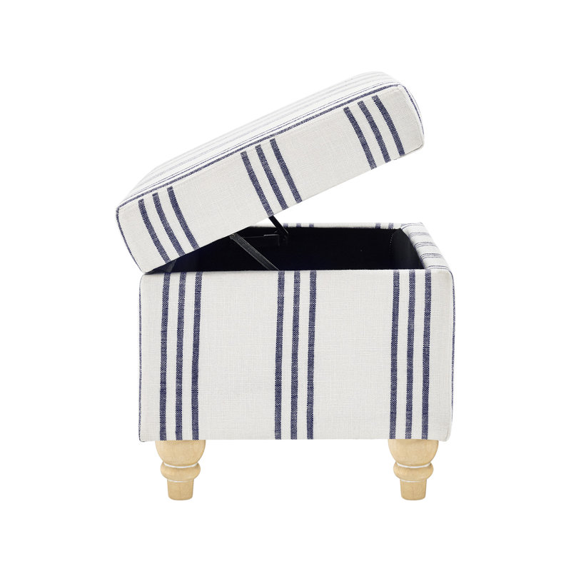 Banc de rangement avec repose-pieds Mercury, Rayures bleu marine