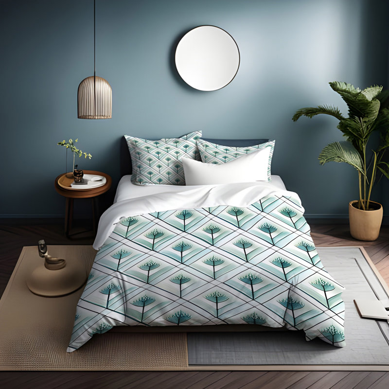 Checkered Duvet Cover, King Duvet Cover + 2 King Shams
