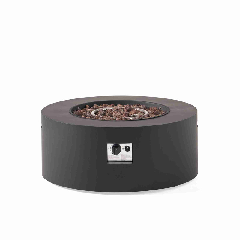 Patio 40,000 BTU Round Iron Propane Fire Pit, Dark Grey (Tank Cover not Included), Dark Gray