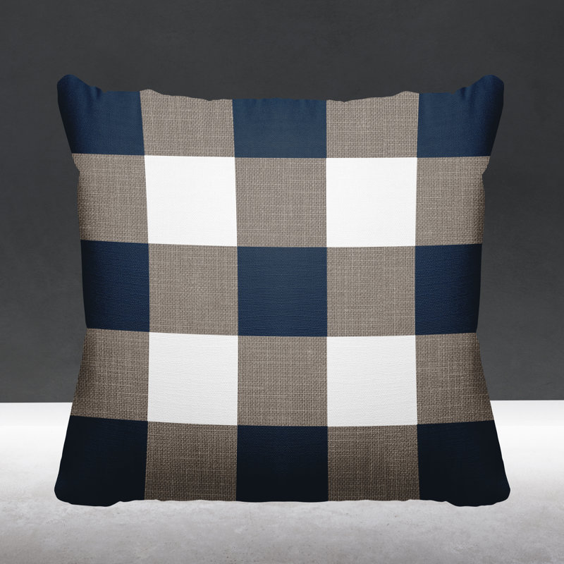 Coussin intérieur / extérieur Jeb Farm House, L 19 po x H 19 po, Ombre / bleu marine