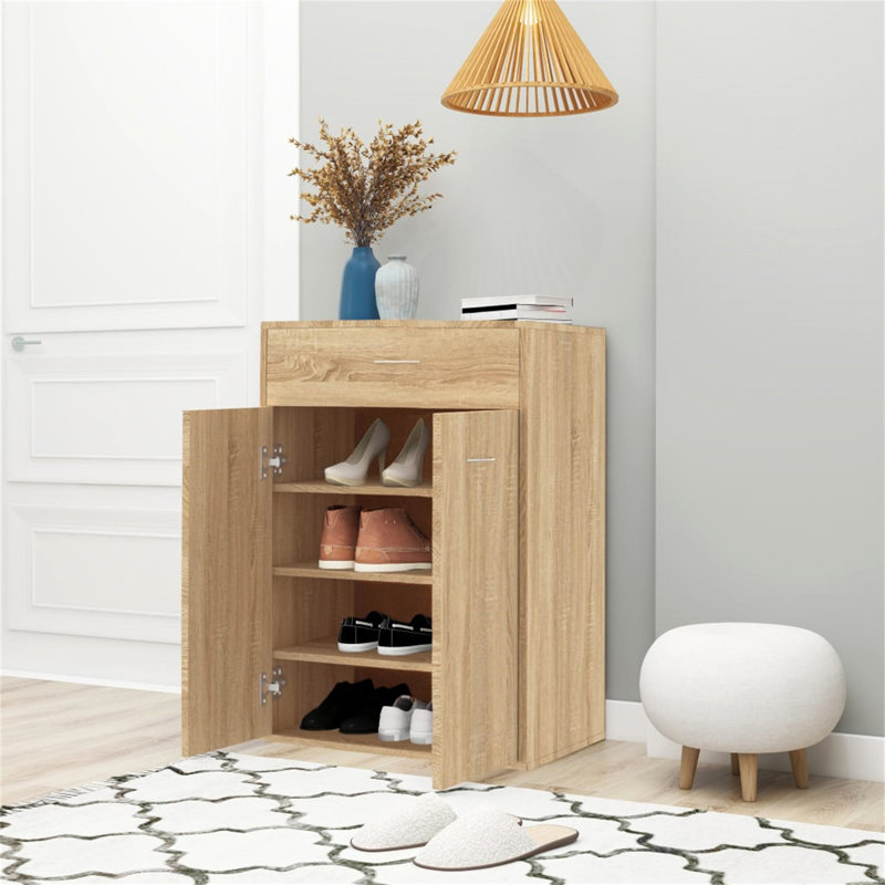 Sandara 12 Pair Shoe Storage Cabinet, Sonoma Oak