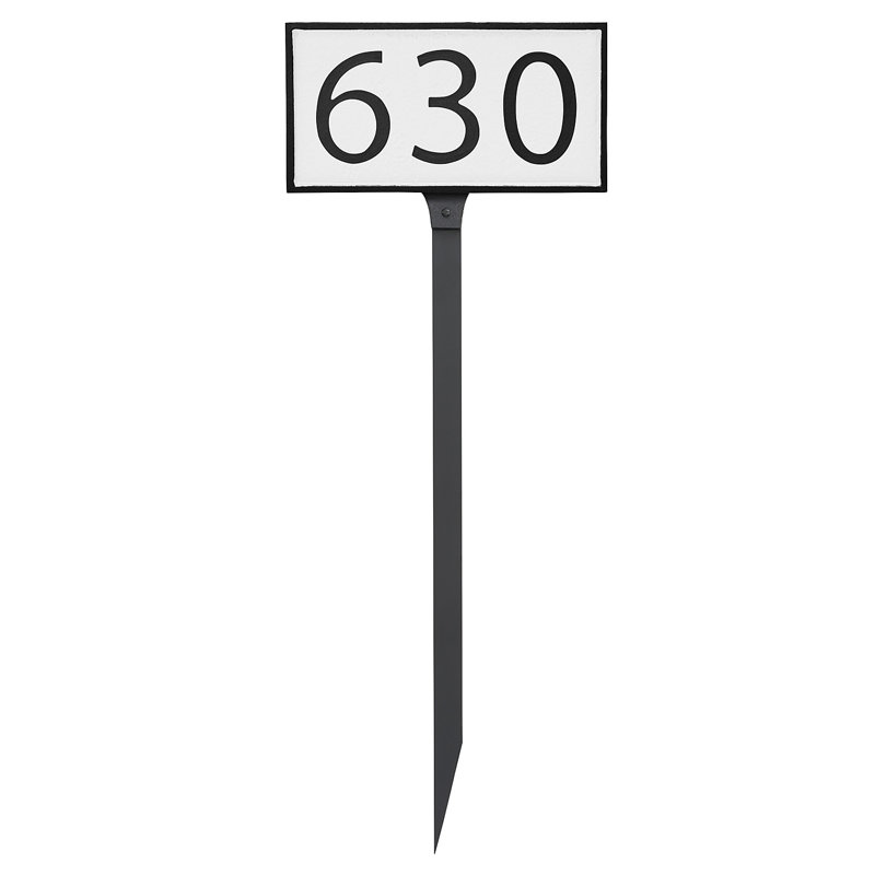 Enseigne d’adresse pour pelouse sur 1 ligne, Blanc, Noir