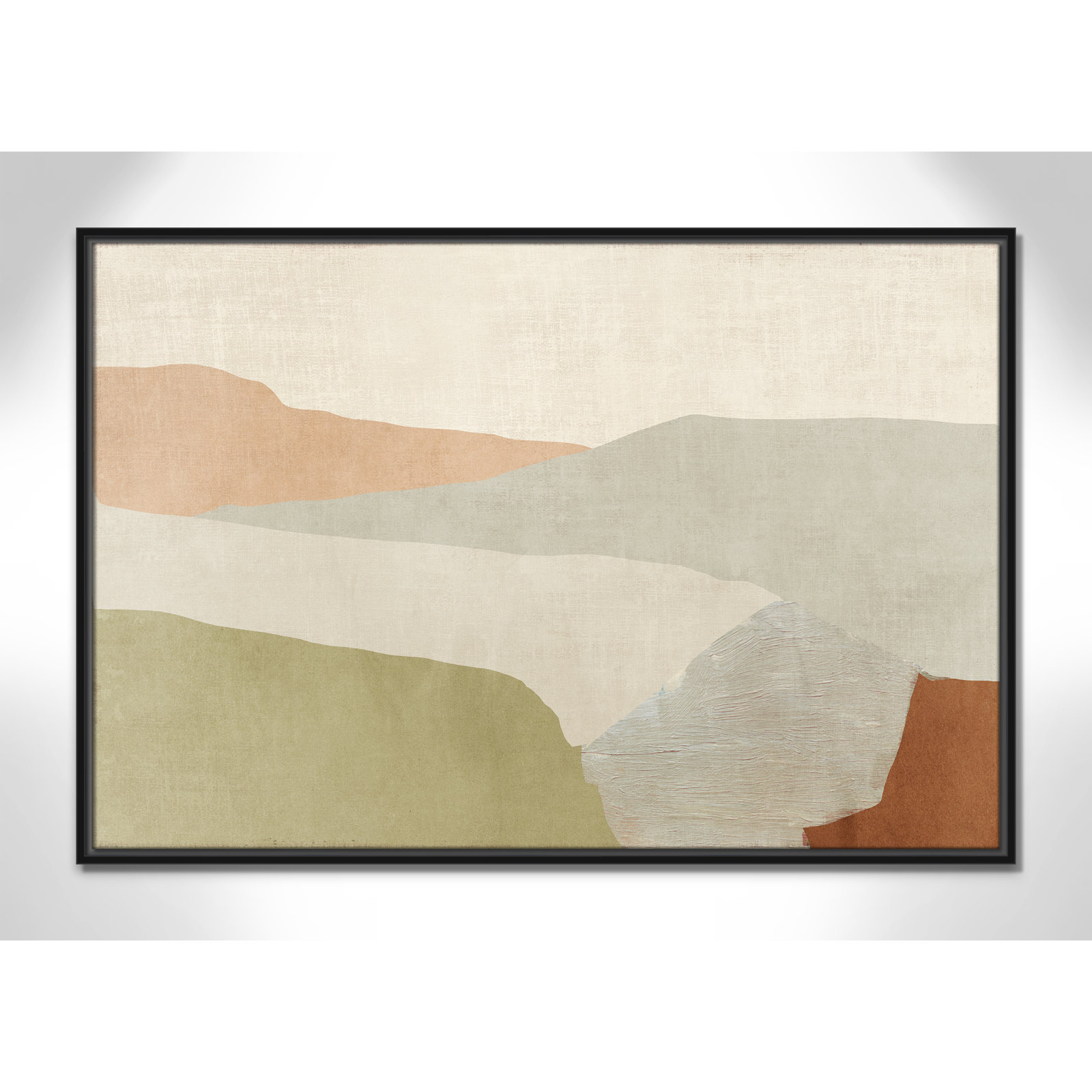 Pastel Views - Floater Frame Painting on Canvas, 25.5" H x 37.5" W, Black