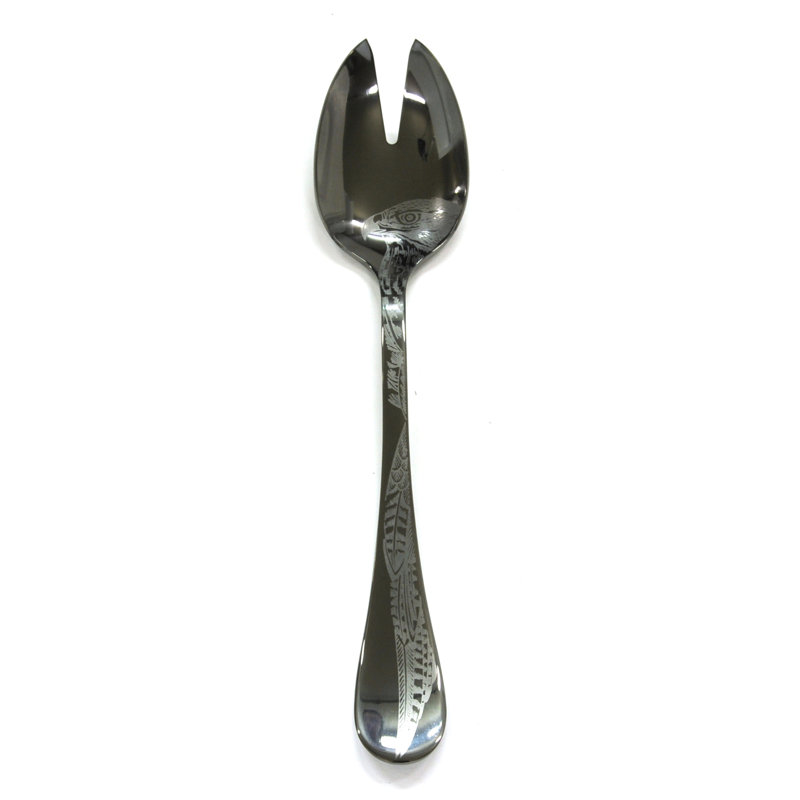 Caccia Stainless Steel Salad Servers, Oro-nero