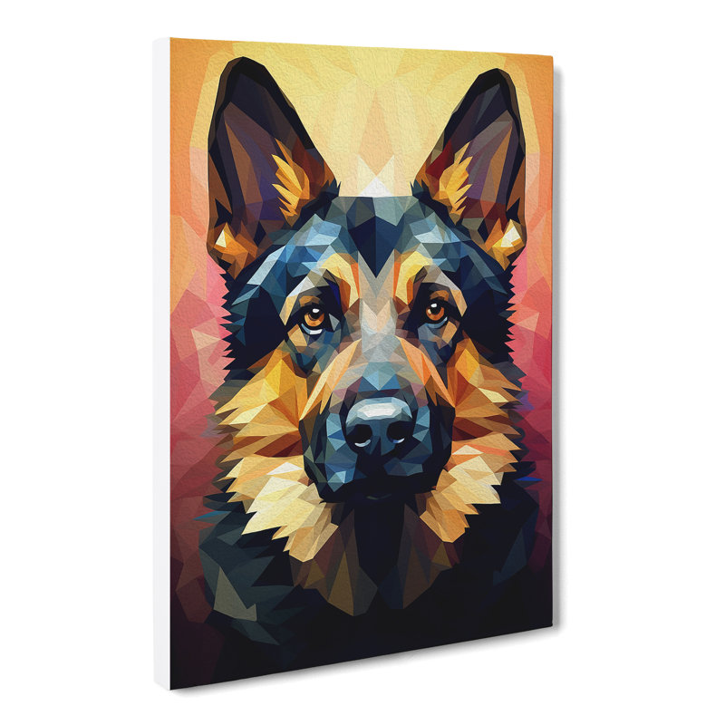 German Shepherd Geometric No.2 - Wrapped Canvas, 50cm H x 35cm W x 3cm D