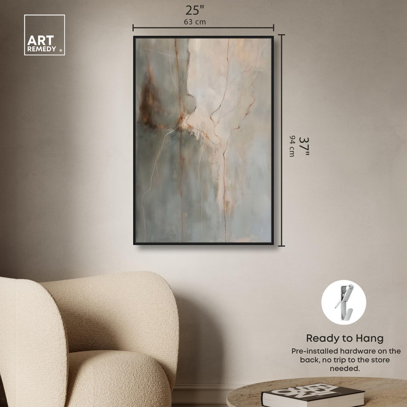 Toile «Fiery Traces II» par Art Remedy, Cadre noir, H 37 po x l 25 po