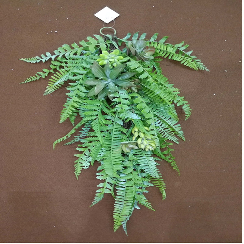 28" Leaves and Succulents Artificial Spring Teardrop Swag - Unlit