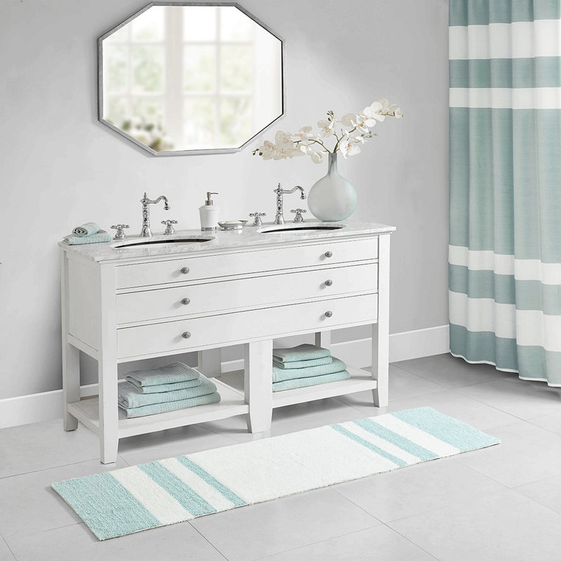 Reversible Bath Rug, Aqua, 72" L x 24" W