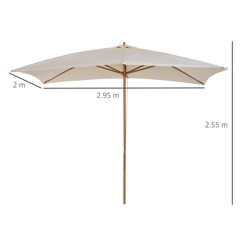 Brod 295cm X 200cm Rectangular Market Parasol, White