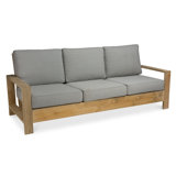 Soho 85" Wide Outdoor Teak Reversible Patio Sofa with Cushions