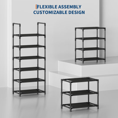 10-Tier Tall Narrow Shoe Rack, Slim Vertical Shoe Organizer for 10 Pairs, Stackable Metal Shoe Storage Shelf for Small Entryways, Closets, Hallways, B