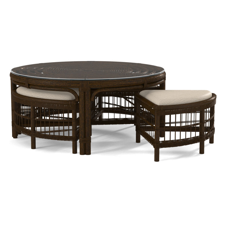 Table basse en rotin avec bancs Raffles, Café, Performance Crypton coquille d'œuf; 0884-93