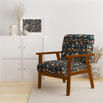 Dinosaurs Roar III - Velvet Upholstered Casual Accent Arm Chair