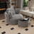 50" W Oversized Upholstered Swivel Barrel Chair With Ottoman-174734977