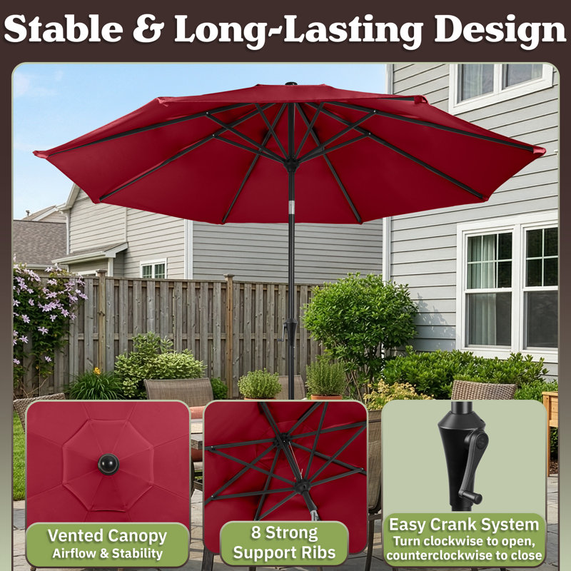 Pure Garden 10FT Outdoor Patio Umbrella, Wine Red