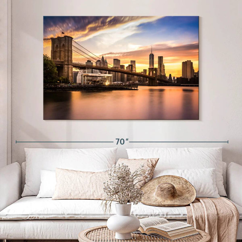 Lilie Brooklyn Bridge Sunset, H 34 po x l 51 po