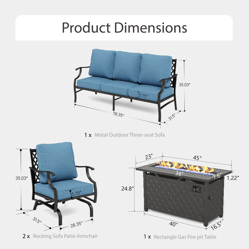 Ensemble de conversation pour l'extérieur, Bleu denim