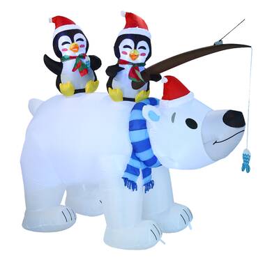 Christmas ~ Polar Bears Fishing with Penguins Mini Stocking