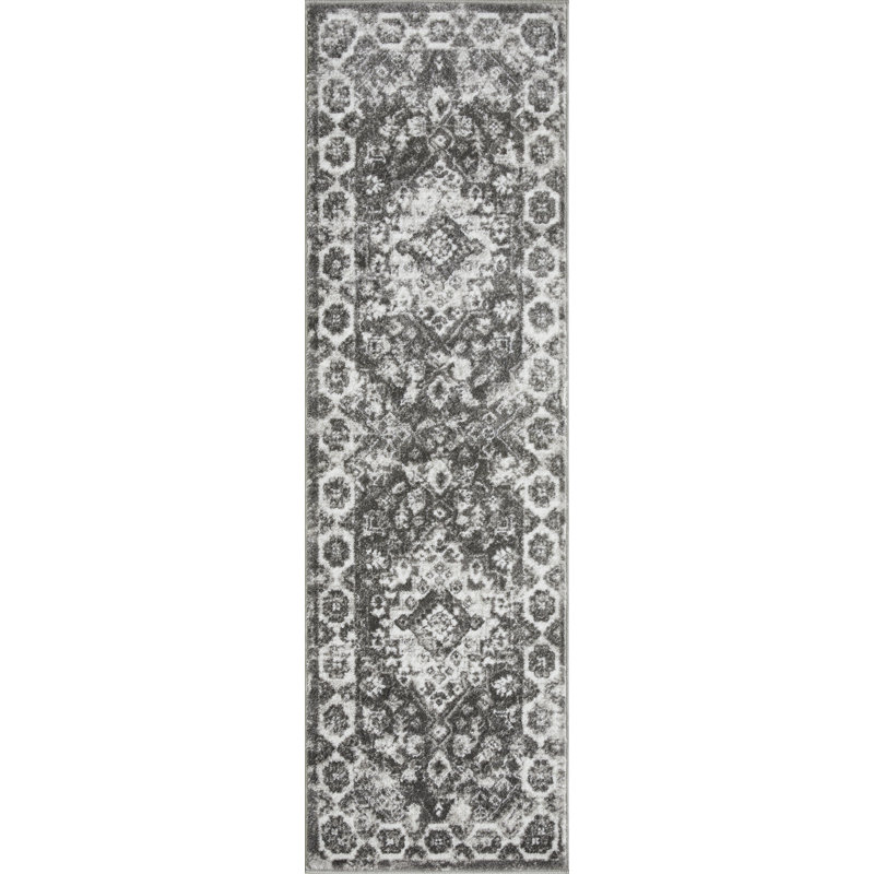 Raghdah Oriental Gray Area Rug, Runner 2' x 6'