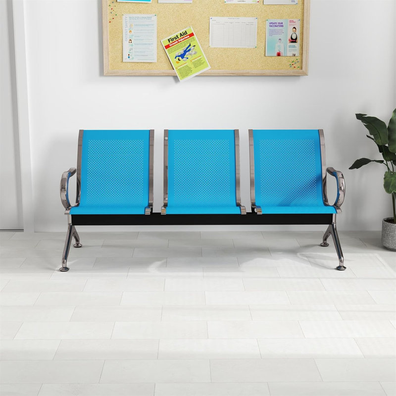 Chaises de salle d'attente à 3 places - Chaises de salle d'attente avec accoudoirs, Bleu