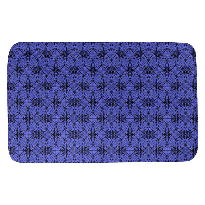 Tapis de bain cercles ornés Mcguigan, l 21 po x L 34 po, Bleu / noir