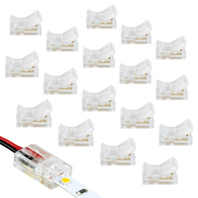 2 Pin LED Strip Light Wire to Tape Connectors, 18 Pack