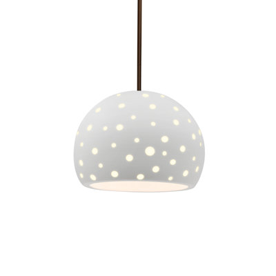 Luminaire suspendu sphère 1 lumière perforée - Bisque - Bronze foncé - l 10 po x H 7,75 po - Ampoule remplaçable - Tige rigide