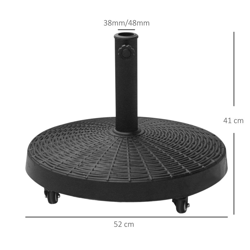 25kg Metal Free Standing Umbrella Base with Wheels