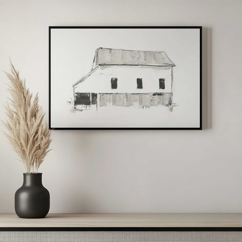 «Grayscale Barn Study II» par Ethan Harper, reproduction d'art sur toile, Cadre flottant sans passe-partout, Doré