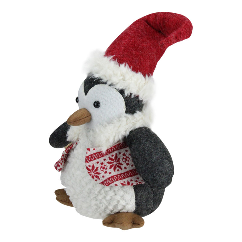 Figurine de Noël pingouin blanc et noir, H 14 po x l 12 po x P 6,5 po