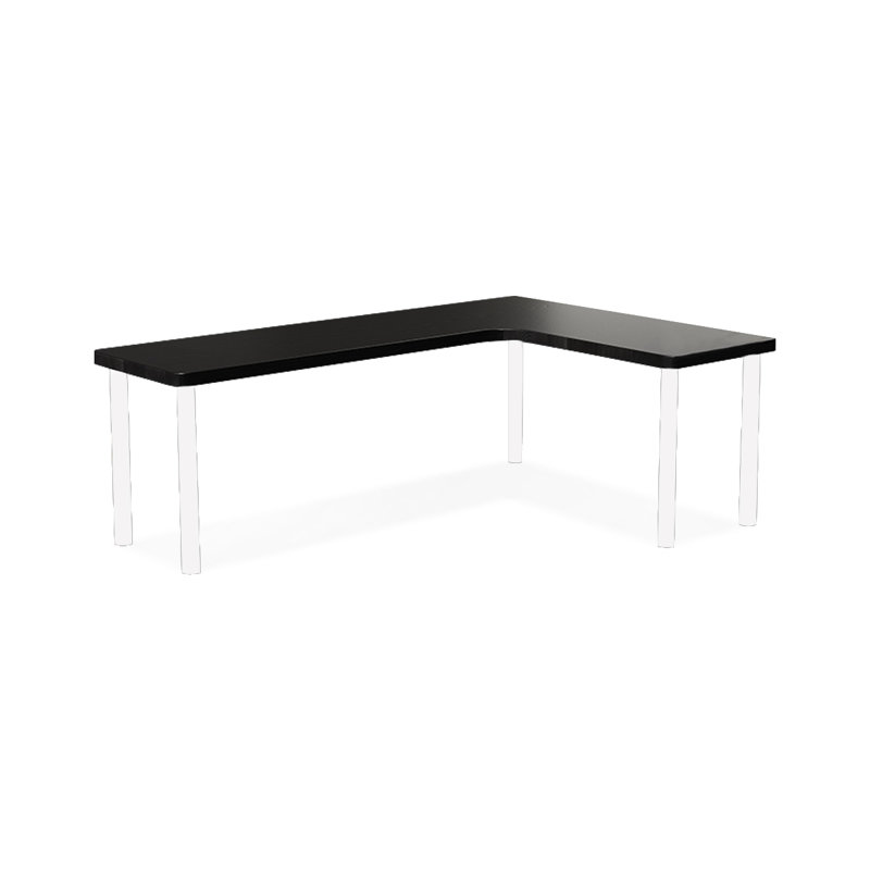 Bureau noir en bois massif en forme de L, Retour à gauche, H 29,53 po x l 70,87 po x P 21,65 po