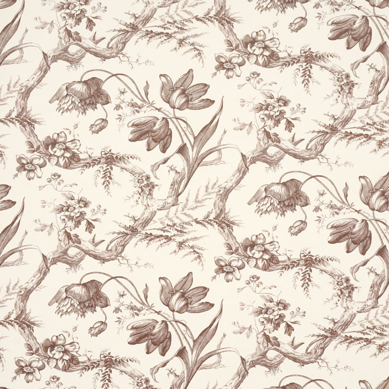 Papier peint Toile De Fleurs, Brun clair