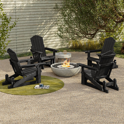 Ensemble de 4 chaises Adirondack coulissantes, chaise de patio à bascule réglable en plastique PEHD toutes positions à 3 positions pour terrasse et jardin