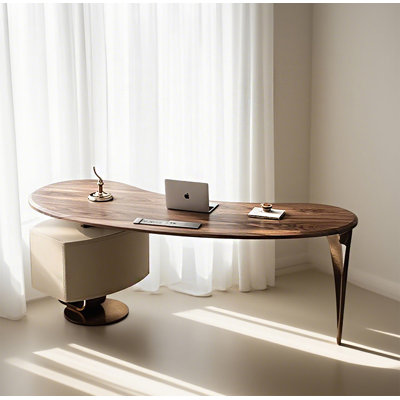 Desk with Metal Legs and Eco-Leather Wrapped Cabinet
