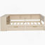 Lit plateforme simple en bois avec tablettes de rangement, tiroirs, station de charge et tête de lit tapissier, crème-867434557-867434554