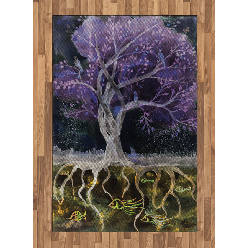 Abstract High Density Long Fiber Poly Threads Decorative Area Rug Carpet, Rectangle 4' x 5'8"