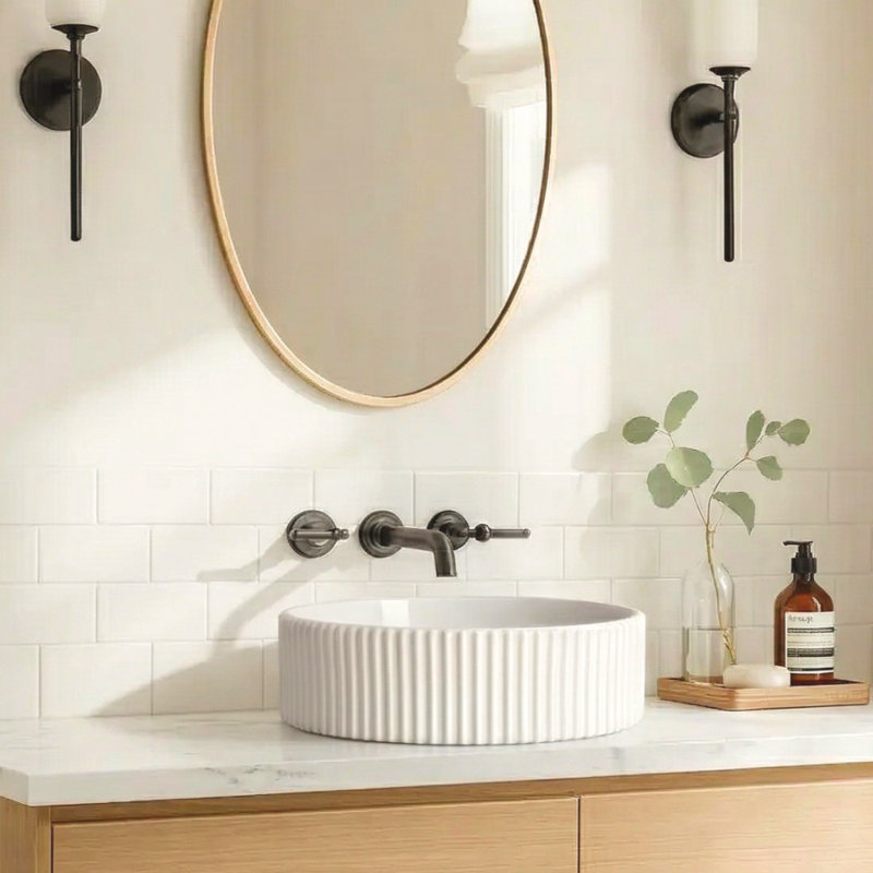 Lavabo pour salle de bain KES, Blanc