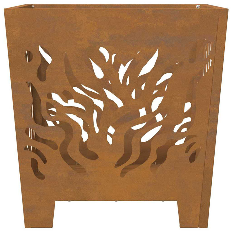 Modern Outdoor Fire Pit, Brown, 40cm H x 40cm W x 40cm D