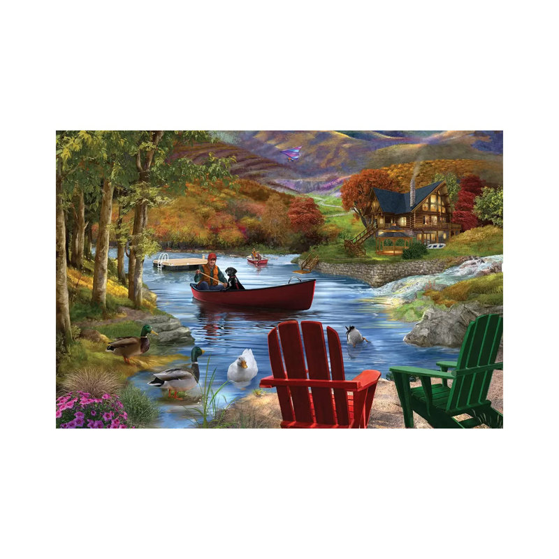 " Lake Life " by Bigelow Illustrations Painting Print, 26" H x 40" W x 1.5" D