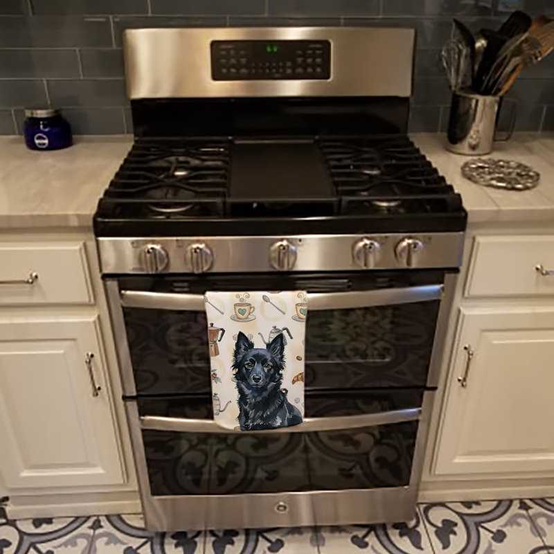 Schipperke Coffee Bar Kitchen Towel, Schipperke
