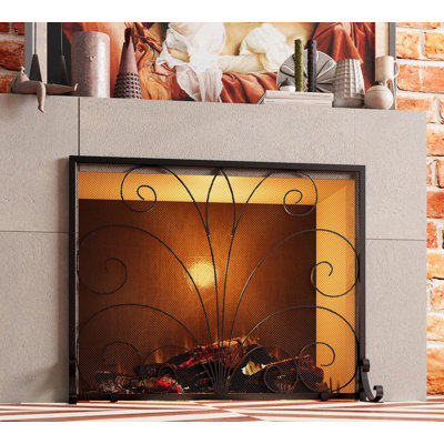 Fireplace Screen,Handcrafted Wrought Iron,35"L X 28"H