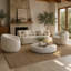 Ensemble de salon 3 pièces avec causeuse Boucle beige clair et 2 chaises demi-tonneau-340803757-340803746