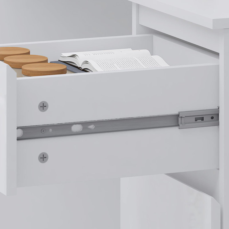Oleary 3 Drawer Dressing Table Study Desk - Modern No-Handle Design, White