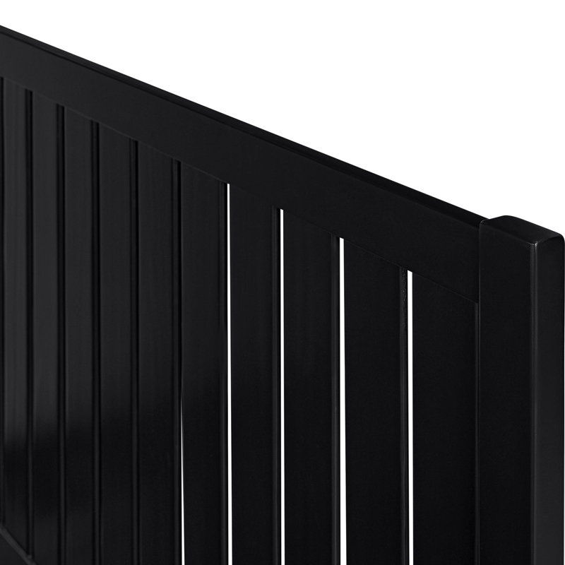 Graham Wooden Platform Bed with Slatted Headboard, Black, Queen