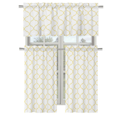 Kate Aurora Living Shabby Trellis Kitchen Curtain Tier & Valance Set - 36" L